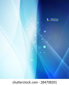 Color blue and light, waves and lines. Abstract background