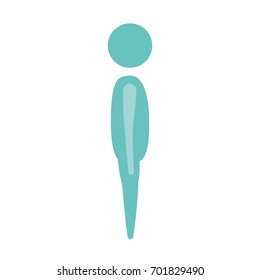 color blue silhouette pictogram side view man standing vector illustration