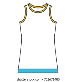 color blue and yellow sections silhouette of female t-shirt without sleeves vector illustration