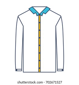 color blue and yellow sections silhouette of shirt long sleeve man vector illustration