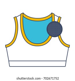 color blue and yellow sections silhouette shirt top for women and circle of macro textile pattern vector illustration