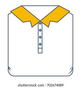 color blue and yellow sections silhouette of men polo shirt folded vector illustration