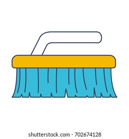 color blue and yellow sections silhouette of cleaning brush vector illustration