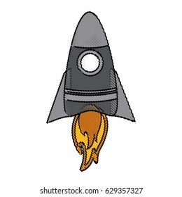 color blurred cartoon rocket space ship take off