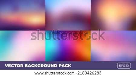 Color blurry gradient background pack. Set of abstract multi colors vector wallpapers