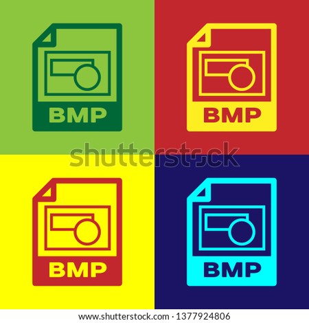 Color BMP file document icon. Download bmp button icon isolated on color backgrounds. BMP file symbol. Vector Illustration