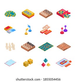 Color Board Games Icons Set 3d Isometric View Include of Domino, Chess, Dice and Puzzle. Vector illustration of Icon svg