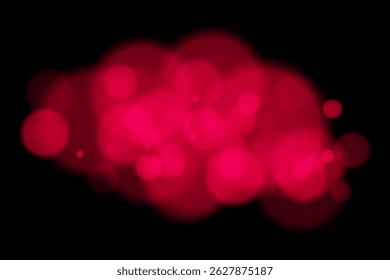 Color bokeh cloud with glowing soft circles on black background. Elegant light blur effect for abstract, dreamy, or minimal vector overlays and digital design.