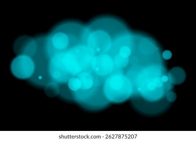 Nube bokeh de color con círculos suaves brillantes sobre fondo negro. Elegante efecto de desenfoque de luz para superposiciones de Vector abstractas, de ensueño o mínimas y diseño digital.