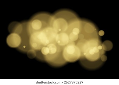 Nuvem de bokeh de cor com círculos suaves brilhantes no fundo preto. Elegante efeito de desfoque leve para sobreposições vetoriais abstratas, sonhadoras ou mínimas e design digital.
