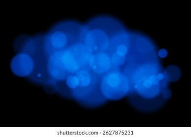 Nuvem de bokeh de cor com círculos suaves brilhantes no fundo preto. Elegante efeito de desfoque leve para sobreposições vetoriais abstratas, sonhadoras ou mínimas e design digital.