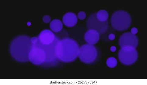 Nube bokeh de color con círculos suaves brillantes y desenfoque pesado sobre fondo oscuro. Abstractas superposición de luz para diseños de Vector elegantes, mínimos o de ensueño.