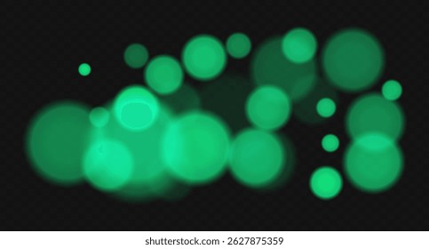 Color bokeh cloud with soft glowing circles and heavy blur on dark background. Abstract light overlay for elegant, minimal, or dreamy vector designs.