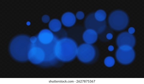 Nuvem de bokeh de cor com círculos brilhantes suaves e desfoque pesado no fundo escuro. Sobreposição de luz abstrata para designs vetoriais elegantes, mínimos ou sonhadores.