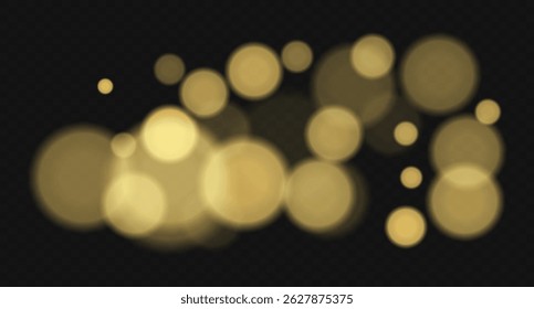Nuvem de bokeh de cor com círculos brilhantes suaves e desfoque pesado no fundo escuro. Sobreposição de luz abstrata para designs vetoriais elegantes, mínimos ou sonhadores.