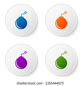 Color Bomb ready to explode icon isolated on white background. Set color icon in circle buttons. Vector Illustration