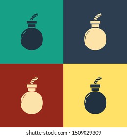 Color Bomb ready to explode icon isolated on color background. Happy Halloween party. Vintage style drawing. Vector Illustration