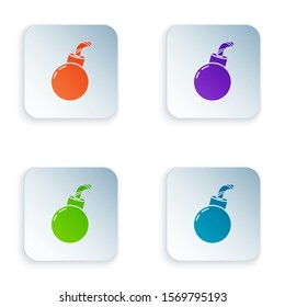 Color Bomb ready to explode icon isolated on white background. Happy Halloween party. Set icons in square buttons. Vector Illustration