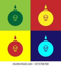 Color Bomb ready to explode icon isolated on color background.  Vector Illustration