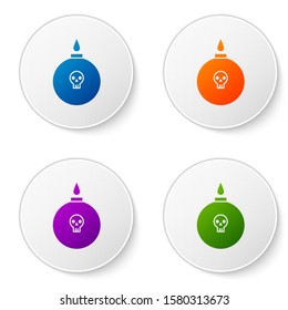 Color Bomb ready to explode icon isolated on white background. Set icons in circle buttons. Vector Illustration