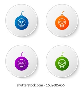 Color Bomb ready to explode icon isolated on white background. Happy Halloween party. Set icons in circle buttons. Vector Illustration