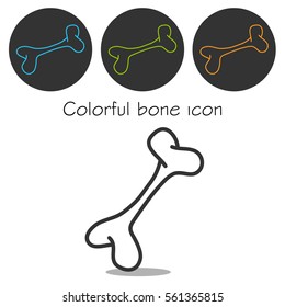 Color bones sign. Vector illustration colorful bone contour