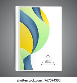 Color book design with abstract lines and waves