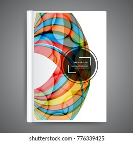 Color book design with abstract lines and waves