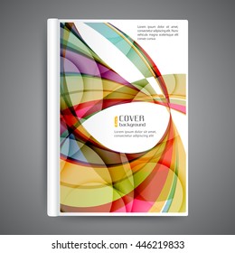 Color book design template. Annual report design. Cover design with abstract lines and waves