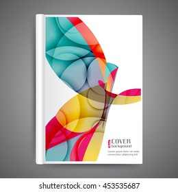 Color book design template. Annual report design. Cover design with abstract lines and waves