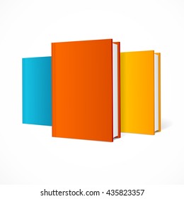 Color Book Set. Blank Vertical Cover with Pages. Ready for Your Design. Vector illustration