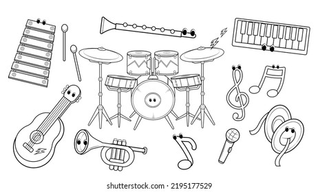 Color book of stickers of music instruments