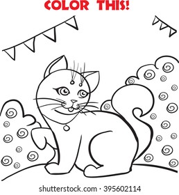 color book vector illustration cat line kids child baby