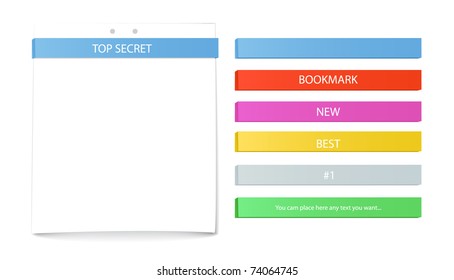 Color bookmarks set and paper sheet. You can place your text on it