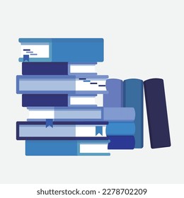 Color books stack of flat style.Books stacked with bookmarks illustration