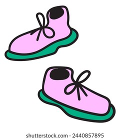 color boots in a doodle style item in vector. template for poster postcard sticker design