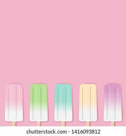Color Border Ice Cream White Background With Gradient Mesh, Vector Illustration