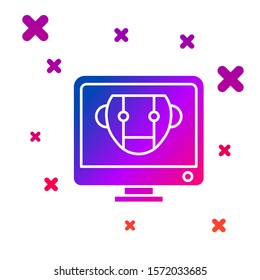 Color Bot icon isolated on white background. Computer monitor and robot icon. Gradient random dynamic shapes. Vector Illustration