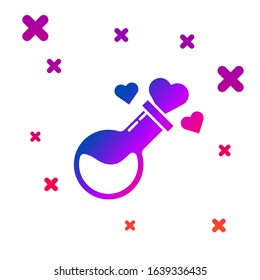 Color Bottle with love potion icon isolated on white background. Valentines day symbol. Gradient random dynamic shapes. Vector Illustration