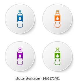 Color Bottle of water icon isolated on white background. Soda aqua drink sign. Set icons in circle buttons. Vector Illustration