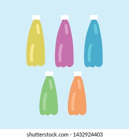 Color bottles doodle. Drinking water bottle, cartoon vector and illustration, bright, hand drawn, sketch style