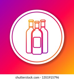 Color Bottles of wine line icon isolated on color background. Circle white button. Vector Illustration