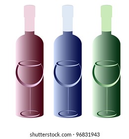 Color bottles and wineglasses