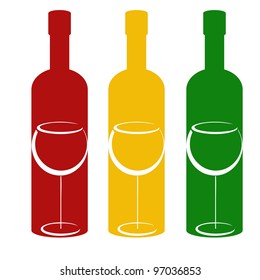 Color bottles and wineglasses