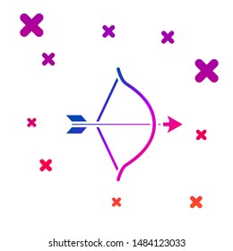 Color Bow and arrow icon isolated on white background. Cupid symbol. Love sign. Valentines day concept. Gradient random dynamic shapes. Vector Illustration