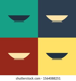 Color Bowl icon isolated on color background. Vintage style drawing. Vector Illustration