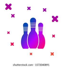 Color Bowling pin icon isolated on white background. Gradient random dynamic shapes. Vector Illustration