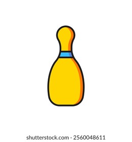 Color Bowling pin icon isolated on white background. Flat filled outline style with shadow. Vector