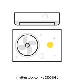 Color box air conditioning  icon, background and graphics. The illustration is colorful, flat, vector, pixel perfect, suitable for web and print. It is linear stokes and fills.