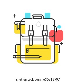 Color box backpack icon, background and graphics. The illustration is colorful, flat, vector, pixel perfect, suitable for web and print. It is linear stokes and fills.